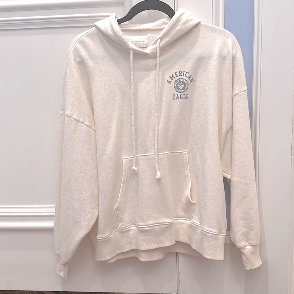 American Eagle Cream Hoodie with Logo